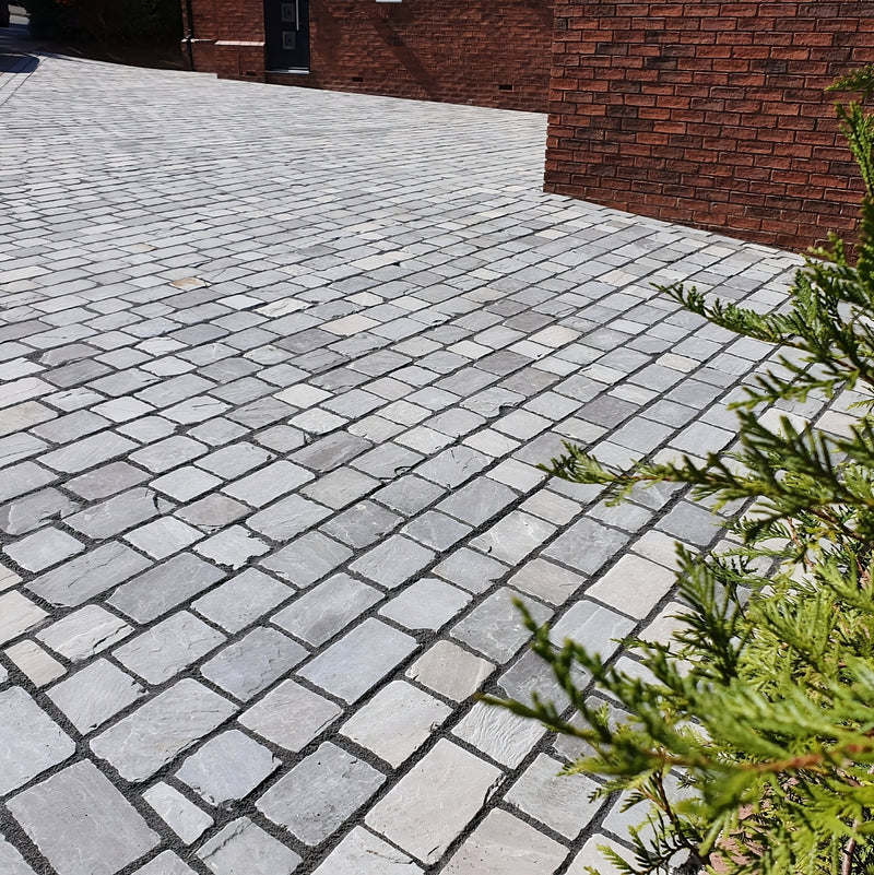 Load image into Gallery viewer, Kandala Grey Sandstone Block Paving - 200 x 150 x 50mm - Sawn, Tumbled & Riven
