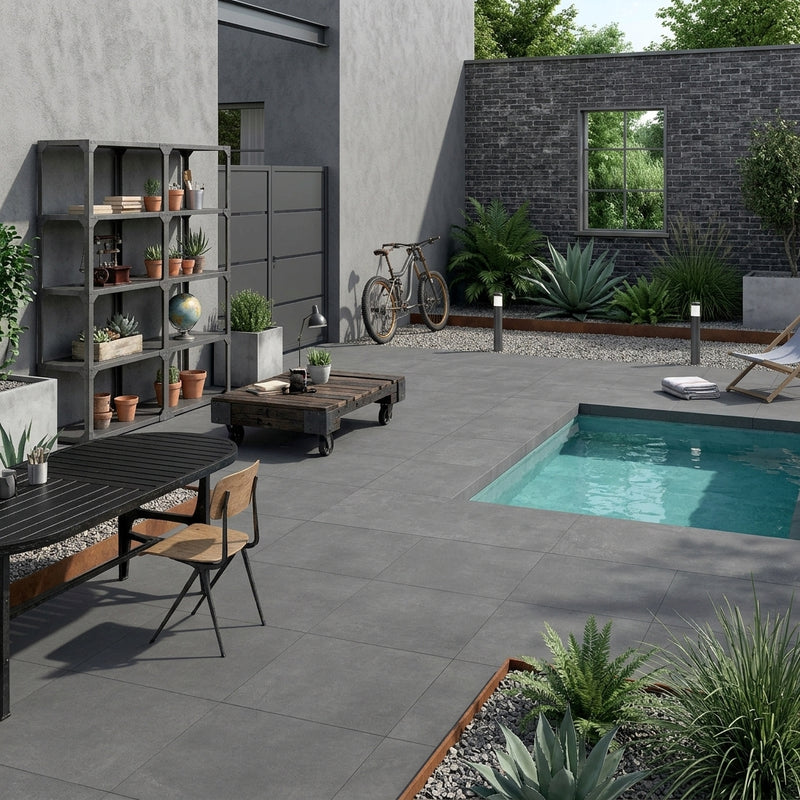 Load image into Gallery viewer, Ark Dark - Grey Porcelain Paving Tiles - 600 x 600 x 20mm