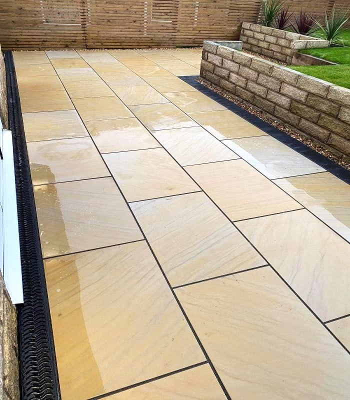 Load image into Gallery viewer, Mint Fossil Indian Sandstone Paving - 900 x 600 x 22mm - Sawn & Honed