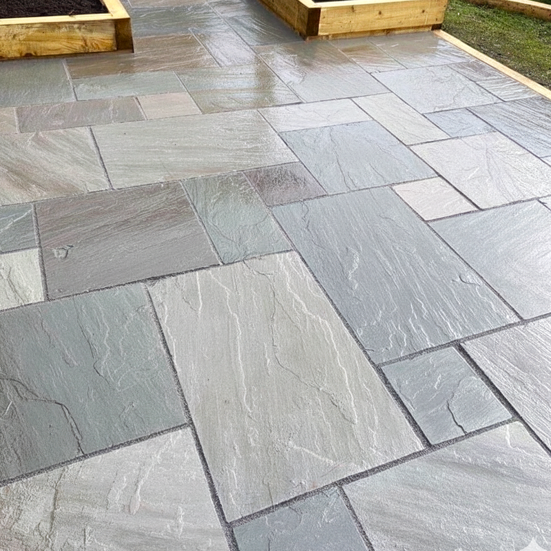 Load image into Gallery viewer, Kandala Grey Indian Sandstone Paving - 18mm Patio Pack - Mixed Sizes - Hand Cut & Riven