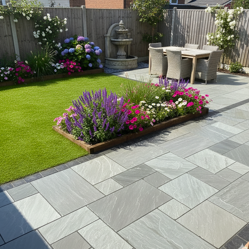Load image into Gallery viewer, Kandala Grey Indian Sandstone Paving - 18mm Patio Pack - Mixed Sizes - Hand Cut & Riven