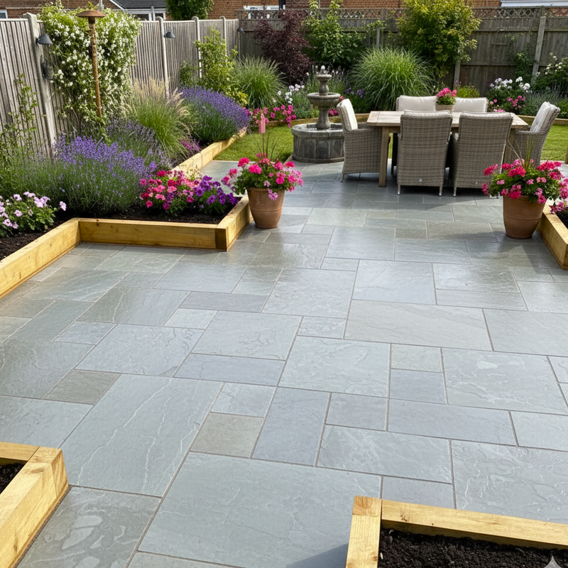 Load image into Gallery viewer, Kandala Grey Indian Sandstone Paving - 18mm Patio Pack - Mixed Sizes - Hand Cut & Riven