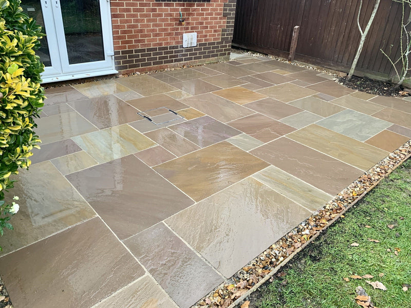 Load image into Gallery viewer, Raj Green Indian Sandstone Paving - Patio Pack - Mixed Sizes - Hand Cut & Riven