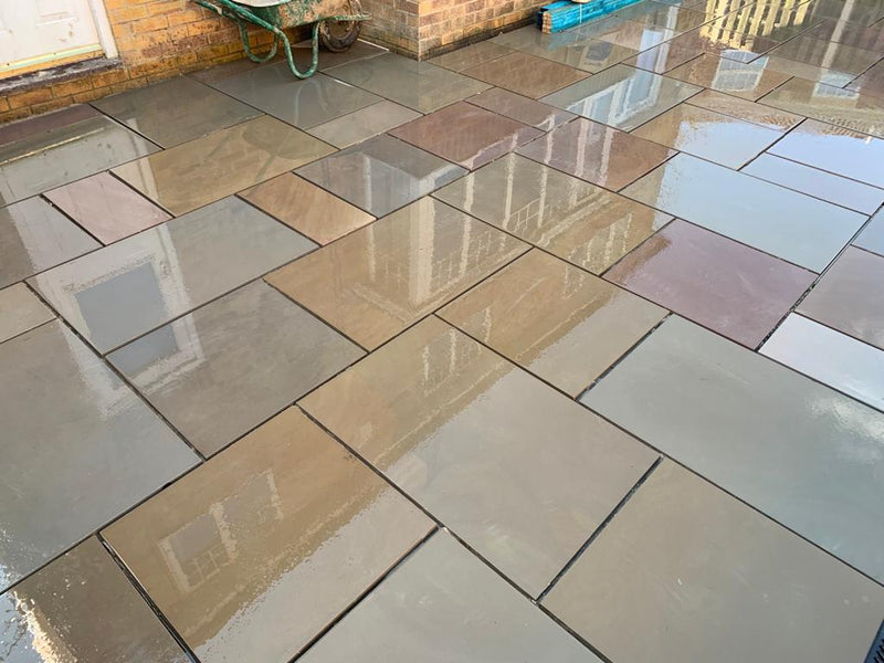 Load image into Gallery viewer, Raj Green Indian Sandstone Paving - 600 x 295 x 22mm - Sawn & Sandblasted