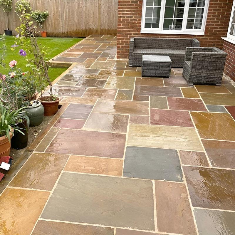Load image into Gallery viewer, Buff Indian Sandstone Paving - Patio Pack - Mixed Sizes - Hand Cut & Riven