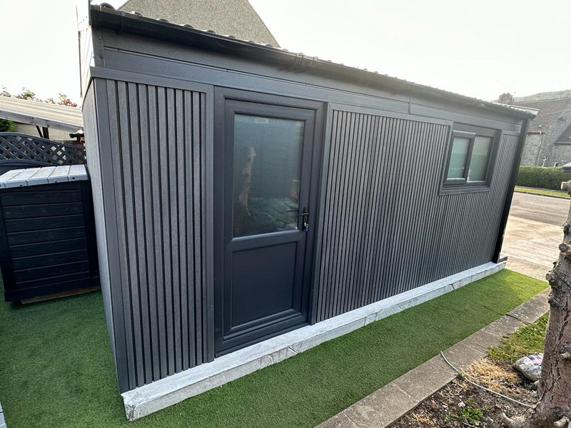 Load image into Gallery viewer, Slatted Stone - Grey Composite Cladding - End Piece - 2200 x 49.25 x 49.25 mm