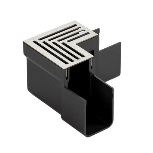 Load image into Gallery viewer, ACO Threshold Drain - Corner Unit - Alluminium Grating - Steel