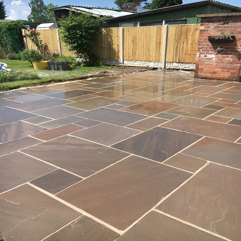 Load image into Gallery viewer, Autumn Brown Indian Sandstone Paving - Patio Pack - Mixed Sizes - Hand Cut & Riven
