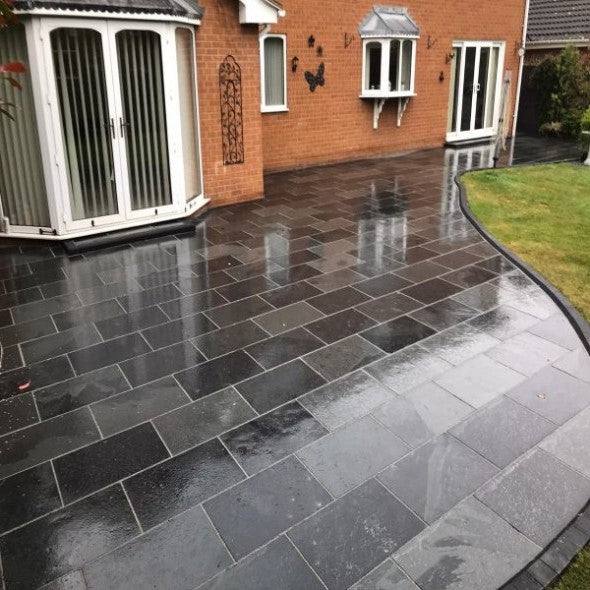 Load image into Gallery viewer, Brazilian - Black Slate Paving - 900 x 600 x 20mm - Sawn & Riven