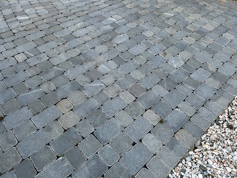 Load image into Gallery viewer, Dark Grey Granite Block Paving - 210 x 140 x 50mm - Sawn, Tumbled & Honed