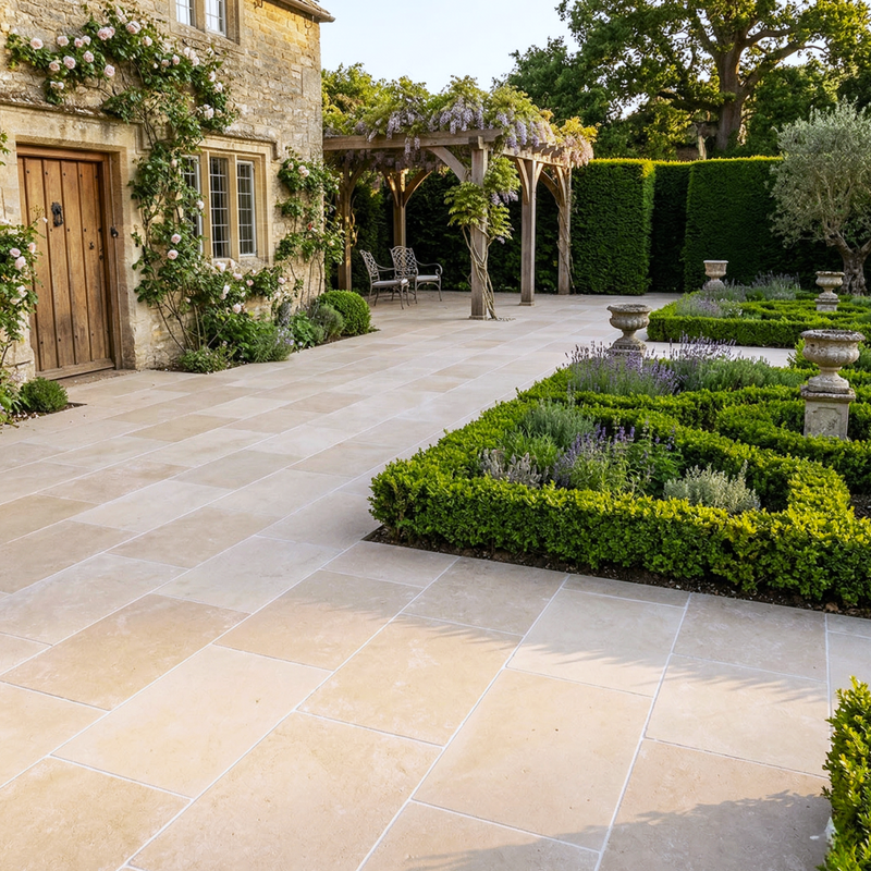 Load image into Gallery viewer, Dijon Limestone - Beige Porcelain Paving Tiles - 900 x 600 x 20mm