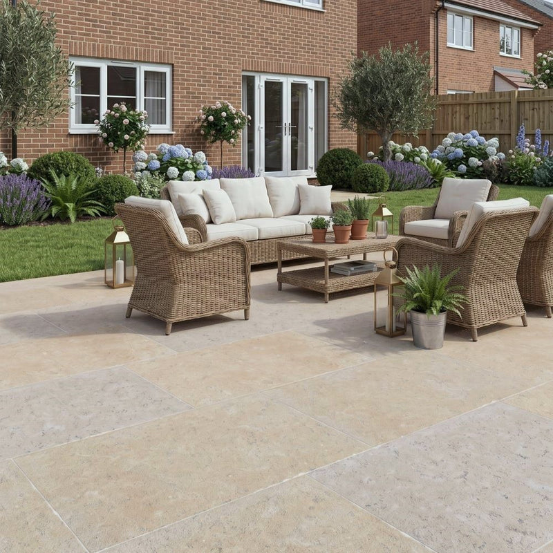 Load image into Gallery viewer, Dijon Limestone - Beige Porcelain Paving Tiles - 900 x 600 x 20mm