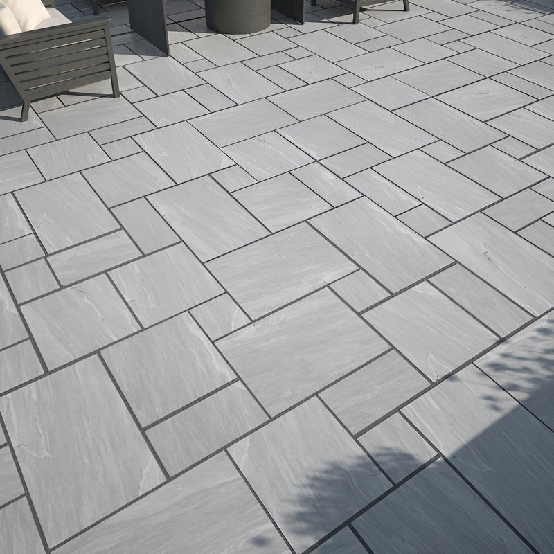 Load image into Gallery viewer, Kandala Grey Indian Sandstone Paving - 290 x 290 x 22mm - Hand Cut & Riven