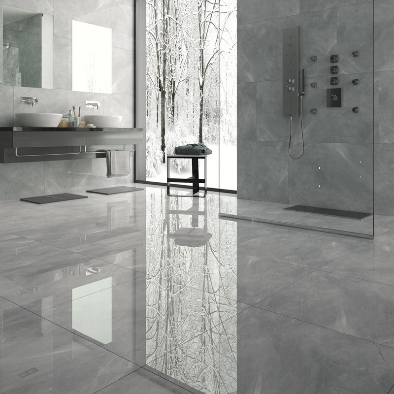 Load image into Gallery viewer, Pulpis - Grey Porcelain Paving Tiles - Polished Finish - 600 x 600 x 7mm