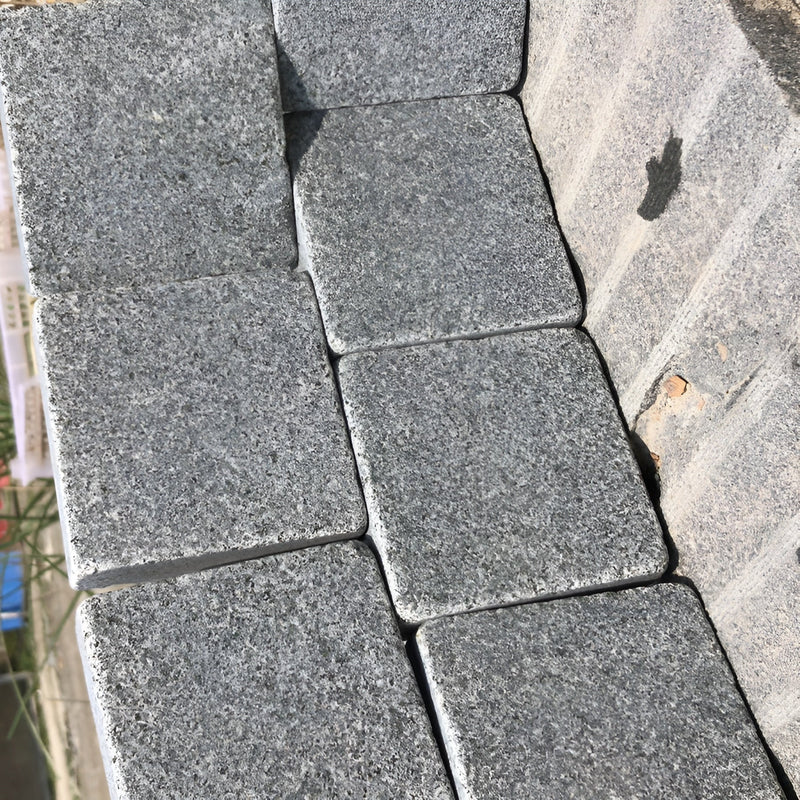 Load image into Gallery viewer, Dark Grey Granite Block Paving - 140 x 140 x 50mm - Sawn, Tumbled & Honed