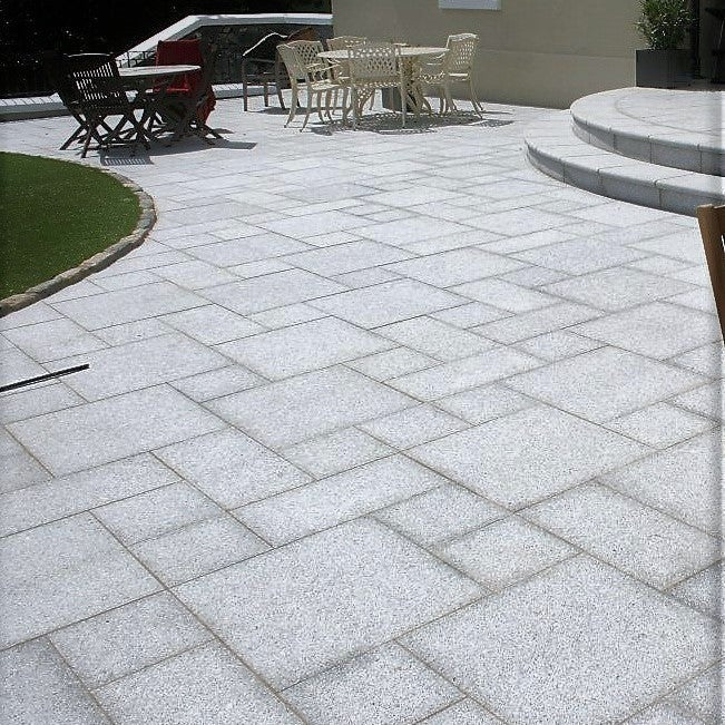 Load image into Gallery viewer, Light Grey Granite Paving - Patio Pack - Mixed Sizes - Sawn & Flamed