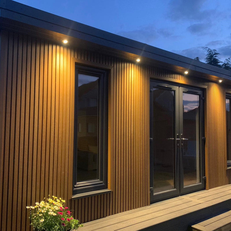 Load image into Gallery viewer, Slatted Spiced Cedar - Brown Composite Cladding - End Piece - 2200 x 49.25 x 49.25 mm
