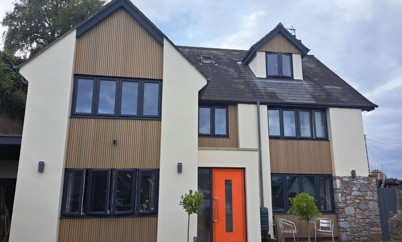 Load image into Gallery viewer, Slatted Spiced Cedar - Brown Composite Cladding - End Piece - 2200 x 49.25 x 49.25 mm