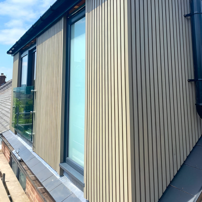 Load image into Gallery viewer, Slatted Misty Wood - Grey & Brown Composite Cladding - Cladding Board - 2500 x 200 x 26 mm