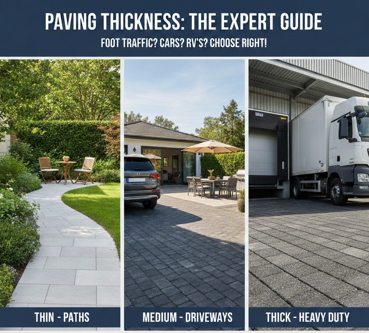 The correct thickness of the exterior paving.