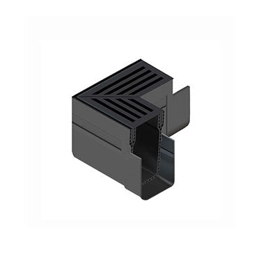 ACO Threshold Drain - Corner Unit - Alluminium Grating - Black