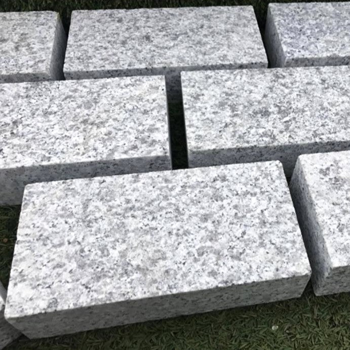 Load image into Gallery viewer, Light Grey Granite Block Paving - 200 x 100 x 40mm - Sawn &amp; Flamed
