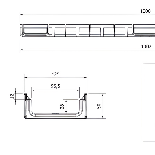 Principal Groundwork - Drainage Channel - Muffle Channel Shallow - Galvanised - 1000mm