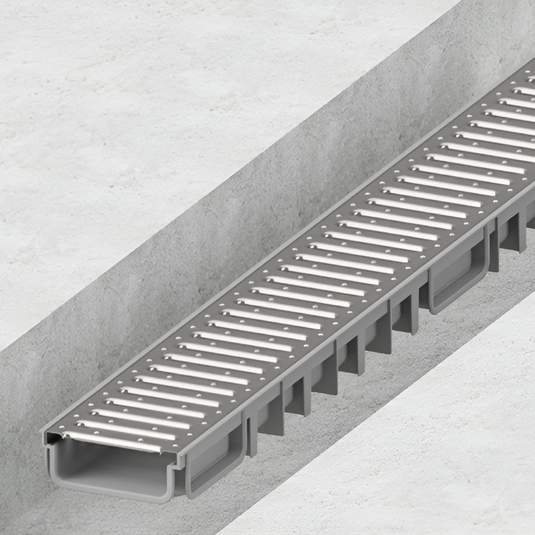 Principal Groundwork - Drainage Channel - Muffle Channel Shallow - PVC Grey - 1000mm