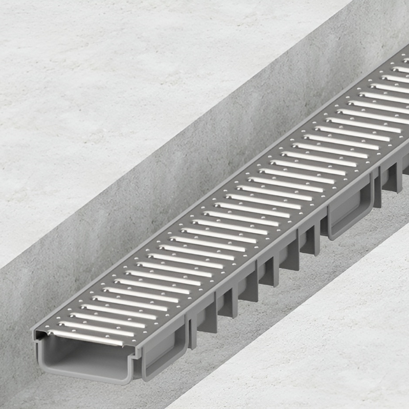 Load image into Gallery viewer, Principal Groundwork - Drainage Channel - Muffle Channel Shallow - PVC Black - 1000mm
