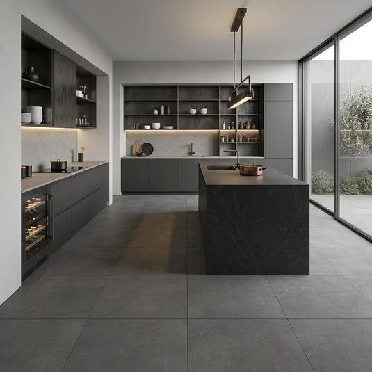 Ark Dark - Grey Porcelain Paving Tiles - 600 x 600 x 7mm