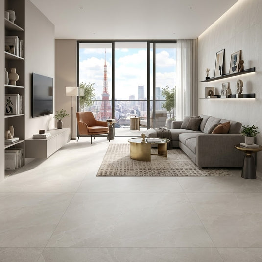 Ashford Avorio - Ivory Porcelain Paving Tiles - 900 x 900 x 10mm