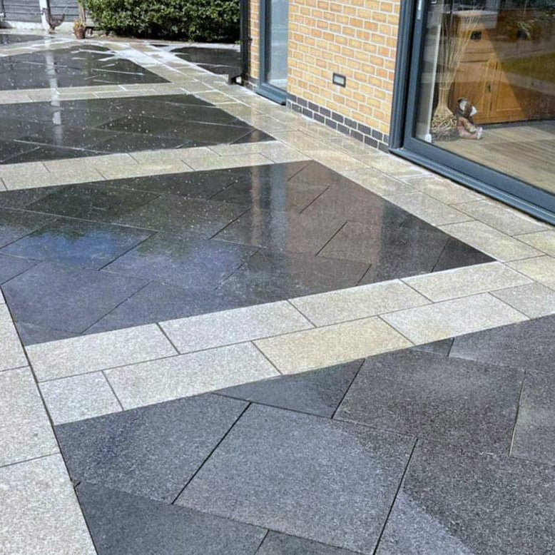 Load image into Gallery viewer, Emperor Black Granite Paving - 600 x 600 x 20mm - Sawn &amp; Brushed
