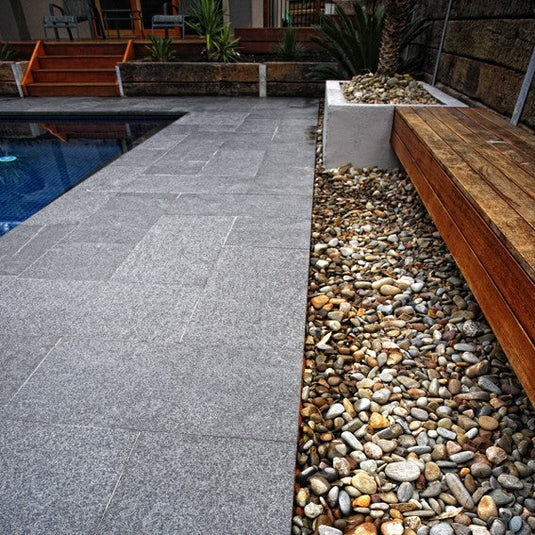 Ash Black Granite Paving - Patio Pack - Mixed Sizes - Sawn & Brushed - Clearance