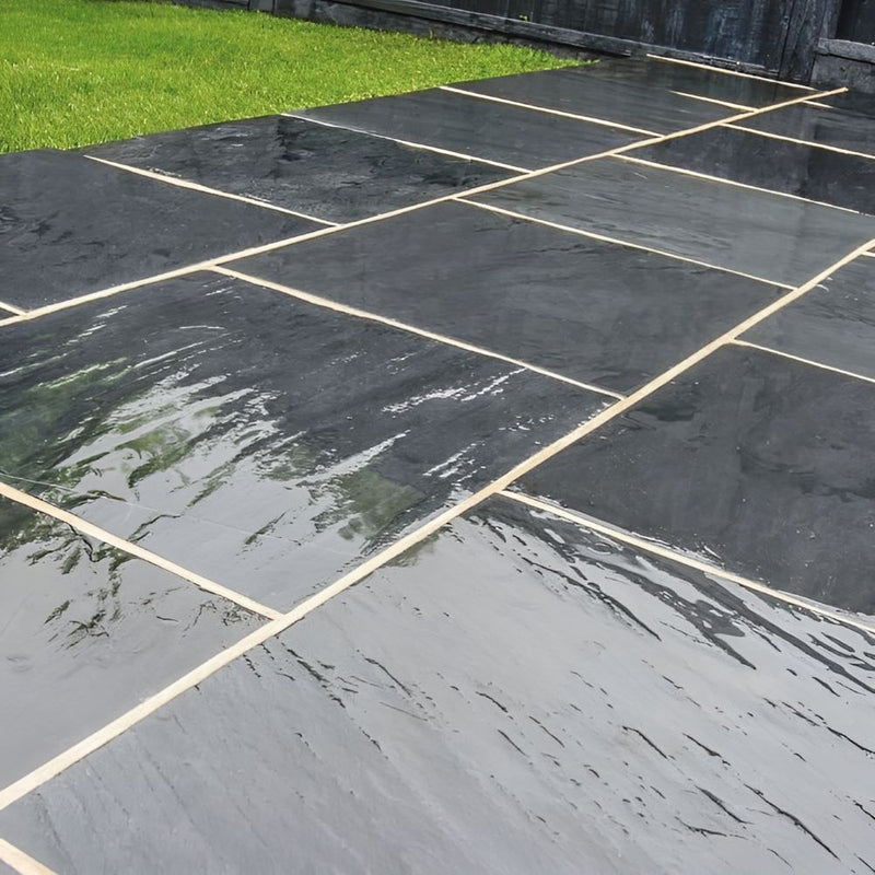 Load image into Gallery viewer, Brazilian - Black Slate Paving - 900 x 900 x 20mm - Sawn &amp; Riven
