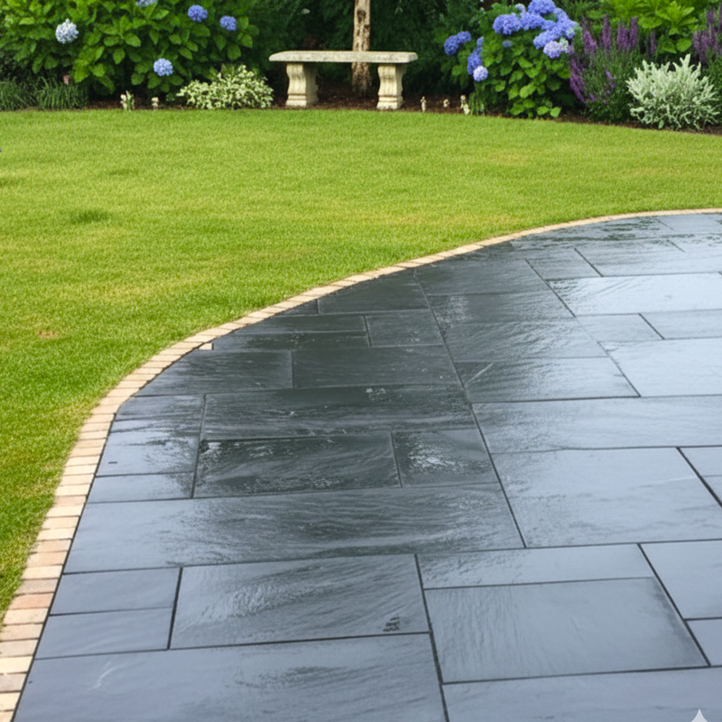 Load image into Gallery viewer, Kota Black Limestone Paving - Patio Pack - Mixed Sizes - Sawn &amp; Riven
