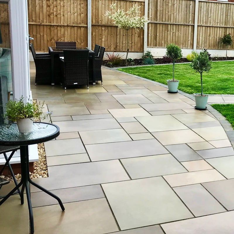Load image into Gallery viewer, Raj Green Indian Sandstone Paving - 295 x 295 x 22mm - Sawn &amp; Sandblasted
