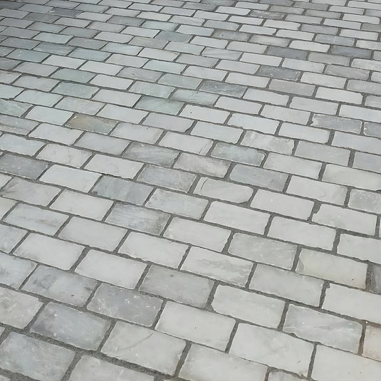 Kandala Grey Sandstone Block Paving - 250 x 150 x 50mm - Sawn, Tumbled & Riven