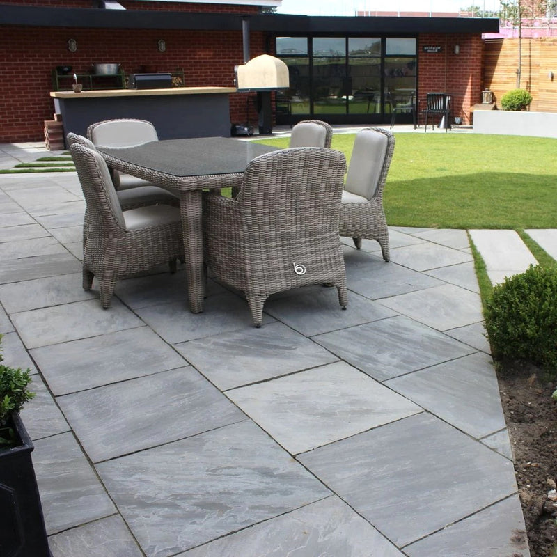 Load image into Gallery viewer, Kandala Grey Indian Sandstone Paving - 600 x 600 x 22mm - Hand Cut &amp; Riven
