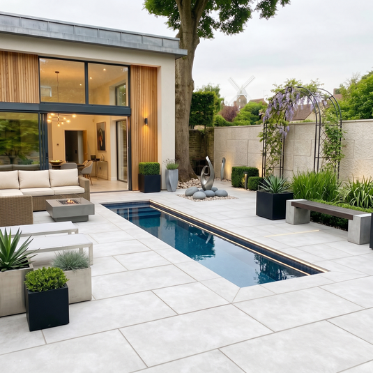 Luna - White Porcelain Paving Tiles - 1200 x 600 x 20mm