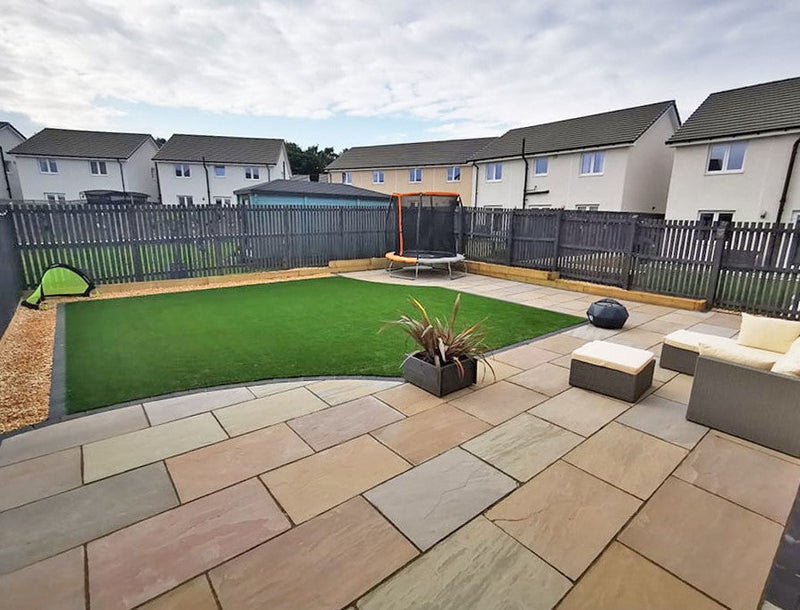 Load image into Gallery viewer, Raj Green Indian Sandstone Paving - 900 x 600 x 22mm - Hand Cut &amp; Riven
