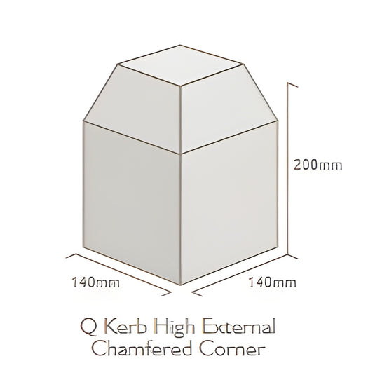 Lakeland Q-Kerb Corners - High External Chamfered Corner - Charcoal (200mm X 140mm X 140mm)