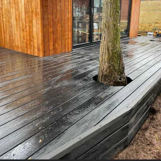 Soho Charcoal - Black Composite Decking - Bullnose Decking Board - 3600 x 140 x 25 mm