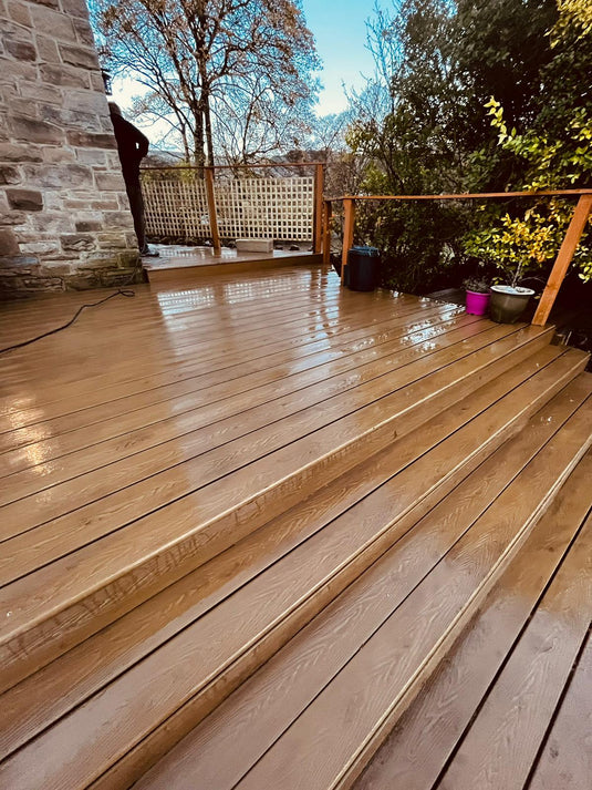 Soho Teak - Brown Composite Decking - Bullnose Decking Board - 3600 x 140 x 25 mm