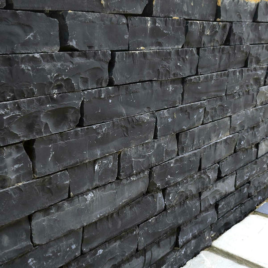 Kota Black Indian Limestone Walling - 225 x 100 x 70mm - Tumbled