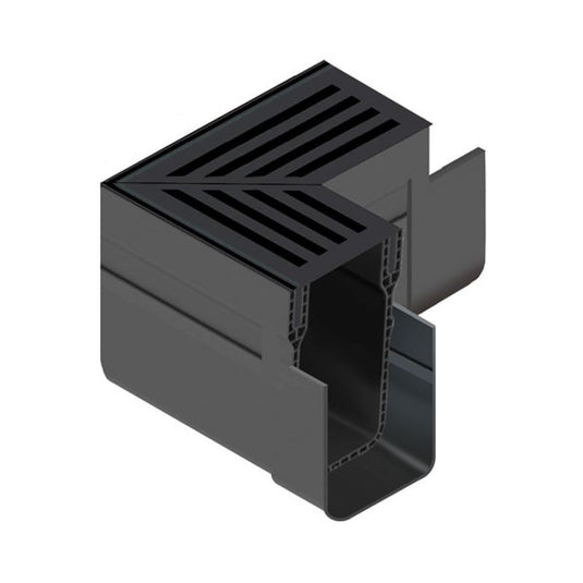 ACO Threshold Drain - Corner Unit - Alluminium Grating - Black