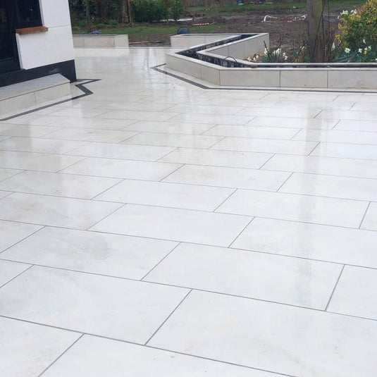 Arcadia Wheat - Light Grey Porcelain Paving Tiles - 1000 x 500 x 20mm