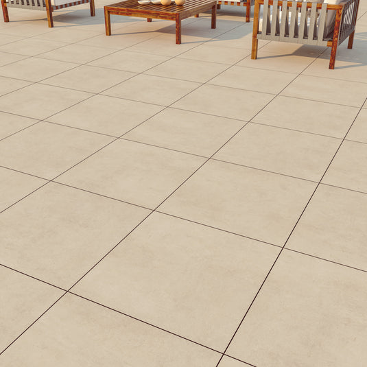 Ark Ivory - Beige Porcelain Paving Tiles - 600 x 600 x 20mm