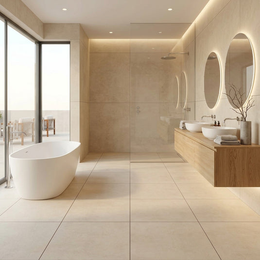 Ark Ivory - Beige Porcelain Paving Tiles - 600 x 600 x 7mm