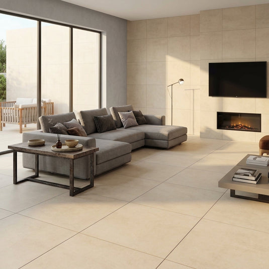 Ark Ivory - Beige Porcelain Paving Tiles - 600 x 600 x 7mm