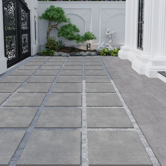 Ark Silver - Grey Porcelain Paving Tiles - 600 x 600 x 7mm
